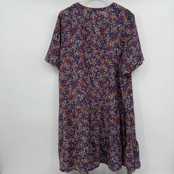 Time Tru Dress Women XXXL Blue Floral Short Sleeve Tiered Blossom Cottage Boho - Picture 6 of 12